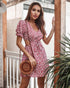 Ditsy Floral Cutout Puff Sleeve Mini Dress